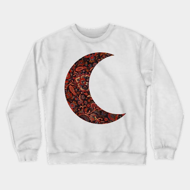 Dark Paisley Crescent Moon Crewneck Sweatshirt by aterkaderk